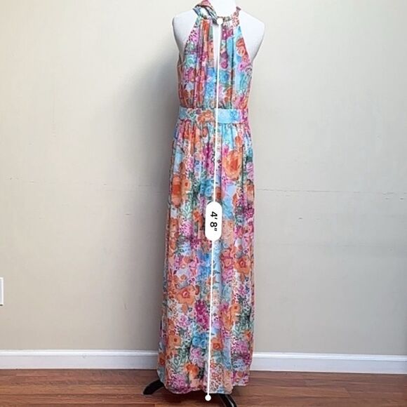 INC International Concepts Floral-Print Halter Maxi Dress Tropical Rose Sz 6 - Picture 9 of 12